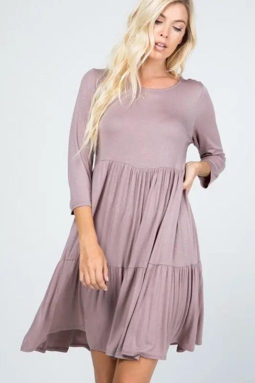 3/4 Sleeve Tiered Dress