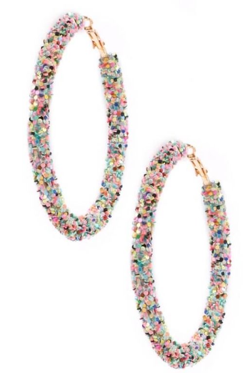 Sparkle Hoop Earrings - Sequin Hoop Earrings