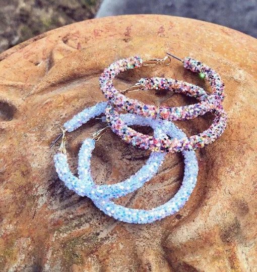 Sparkle Hoop Earrings - Sequin Hoop Earrings - Image 5