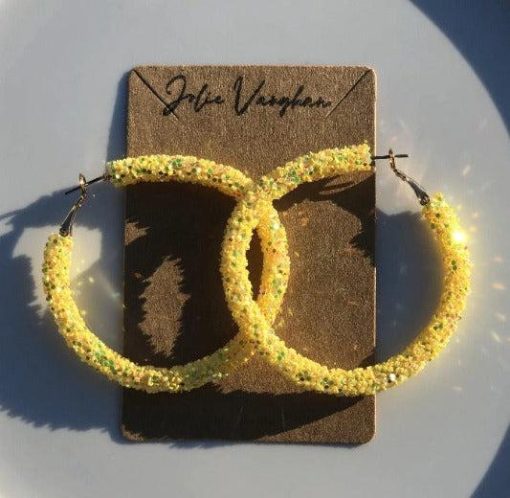 Sparkle Hoop Earrings - Sequin Hoop Earrings - Image 6