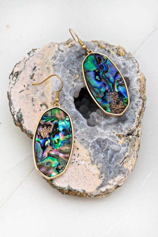 Abalone Shell Earrings - Teardrop Dangle Earrings