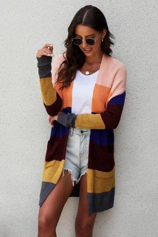 Abigail Colorblock Open Front Knit Cardigan - Image 5