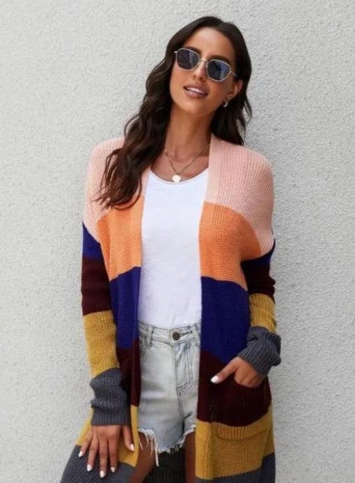 Abigail Colorblock Open Front Knit Cardigan - Image 6