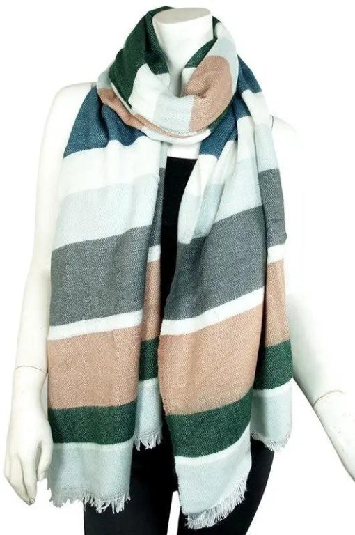 Addison Multicolor Striped Fringe Scarf Scarves - Image 3