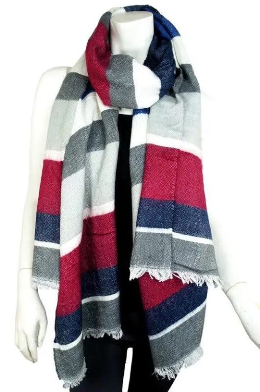 Addison Multicolor Striped Fringe Scarf Scarves - Image 5