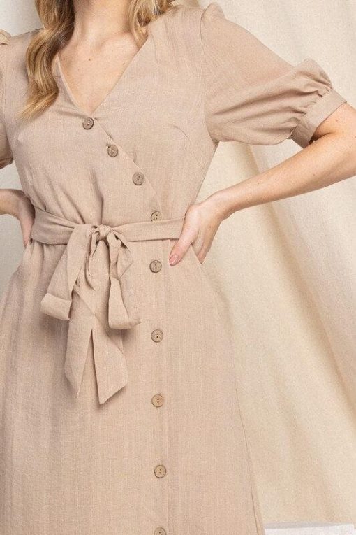 Asymmetrical Button-Down Wrapped Midi Dress - Image 5