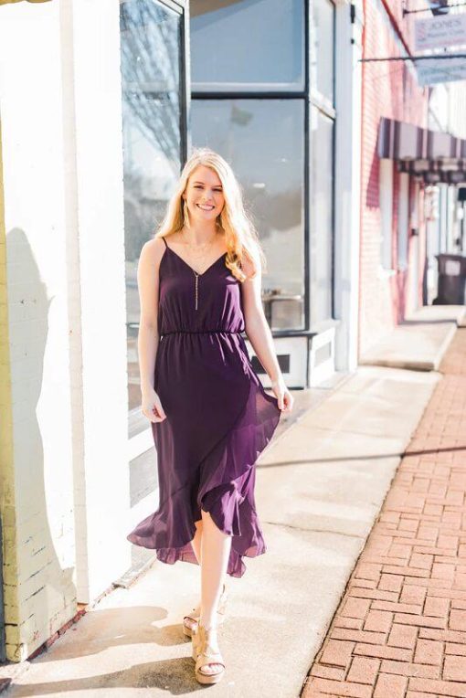 Asymmetrical Hem Dress - Ruffle Hem Dress