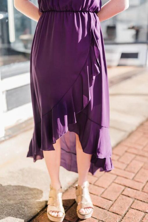 Asymmetrical Hem Dress - Ruffle Hem Dress - Image 4