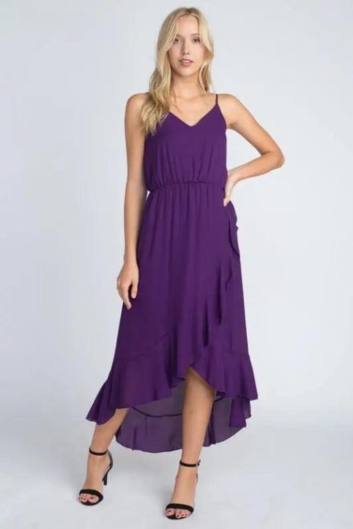 Asymmetrical Hem Dress - Ruffle Hem Dress - Image 5