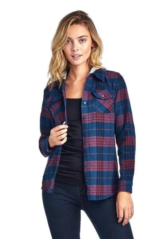 Flannel Plaid Shirt - Plaid Shirt with Hoodie