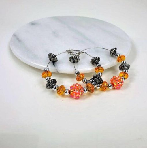 Beaded Acrylic Hoop Earrings | Gameday Accessories - Image 4