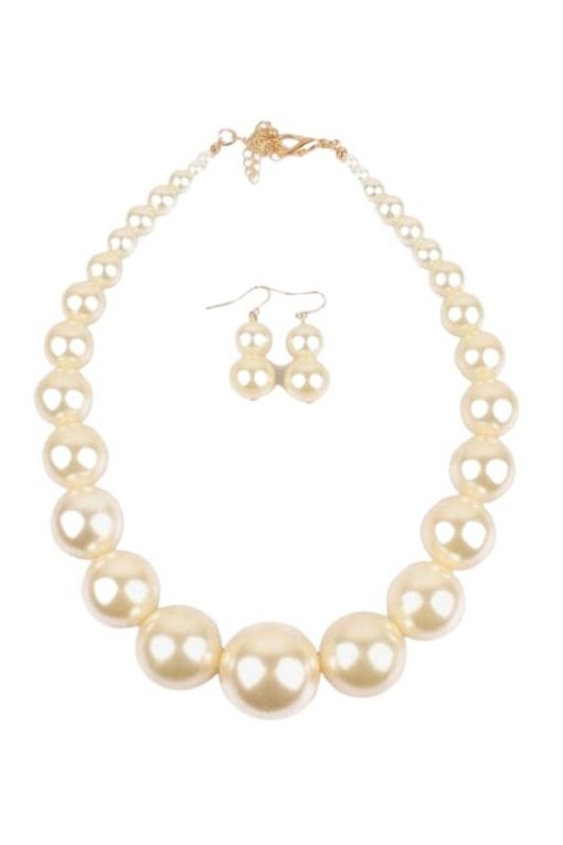 Beaded Pearl Statement Necklace and Earring Set - Image 5