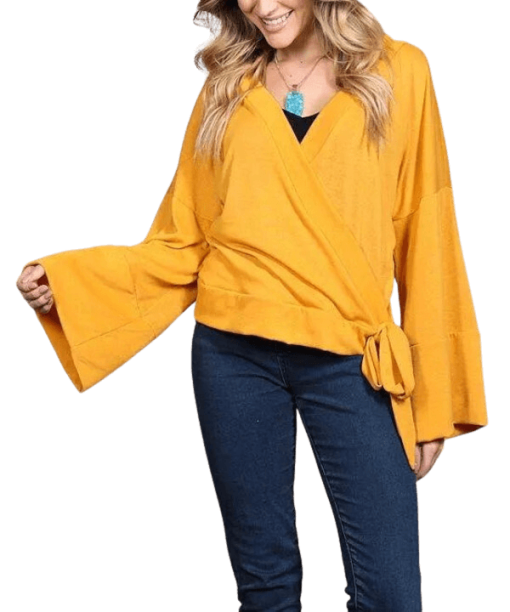 Bell-Sleeved V-Neck Wrap | Game Day Tops | Shirts | Women's Blouses - Image 5