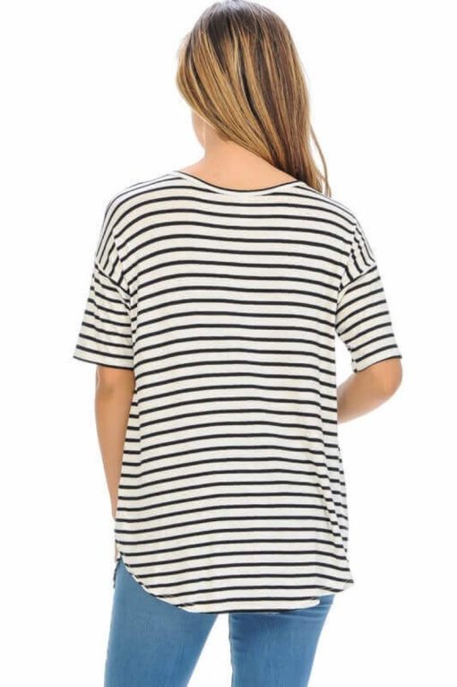 Striped Short Sleeve Top | Mature Women's Knit Tops - Image 3