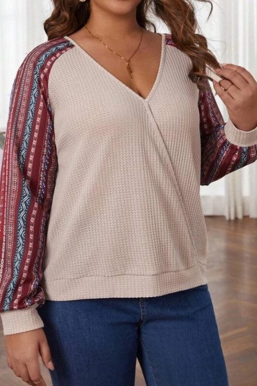 Bohemian Surplice Long Sleeve V-Neck Top - Image 6