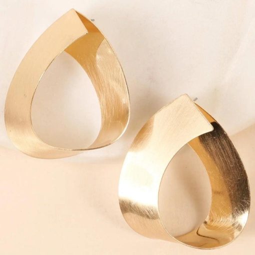 Brushed Metal Infinity Ribbon Earrings Jewelry - Image 3