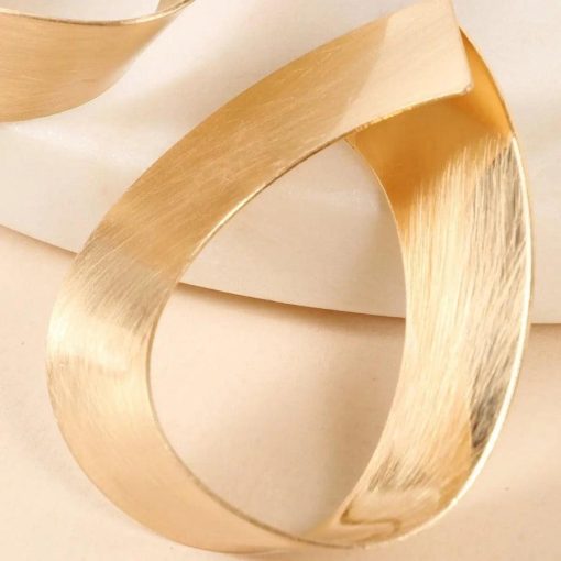 Brushed Metal Infinity Ribbon Earrings Jewelry - Image 4
