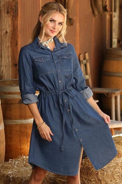 Denim Chambray Dress | Mature Women's Dresses - Image 6