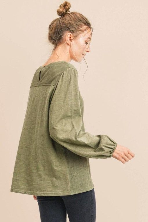 Caroline Loose Contrast Balloon Sleeve Top - Image 5
