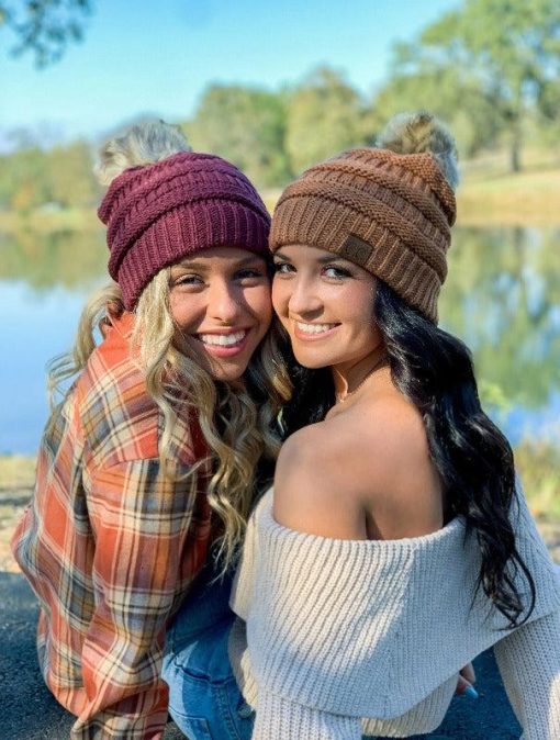 CC Beanie Fur Pom-Pom Beanie Hats - Image 3