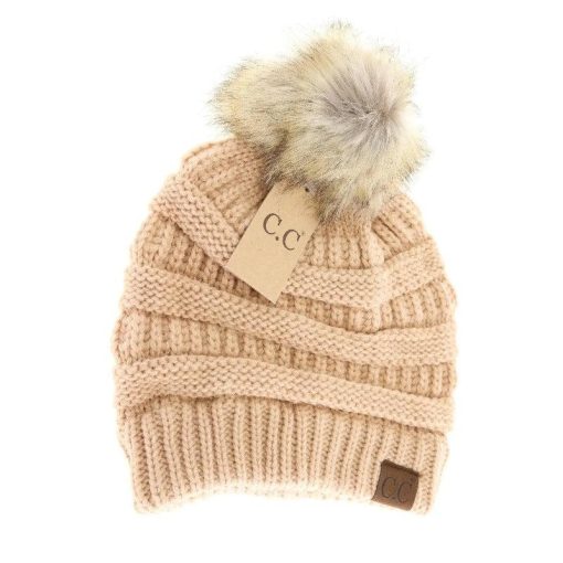 CC Beanie Fur Pom-Pom Beanie Hats - Image 6