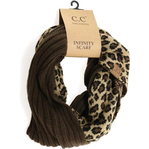 CC Beanie Ribbed Knit Leopard Print Infinity Scarf Scarves - Image 3