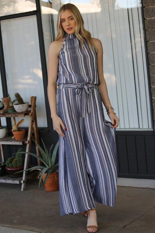 Chambray Stripe Wide-Leg Pants Bottoms | Clearance Items - Image 5