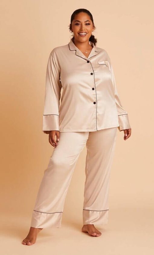 Satin Pajamas Set | Long Sleeve Pajamas | Mature Women's Loungewear - Image 3