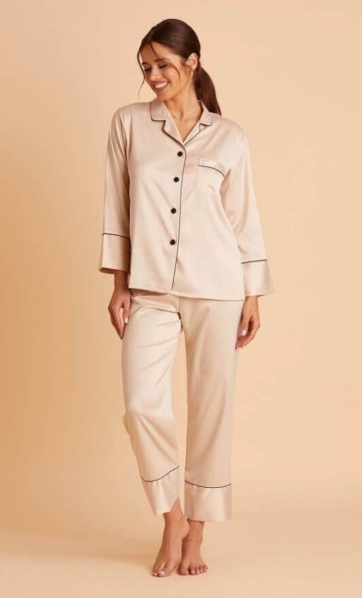 Satin Pajamas Set | Long Sleeve Pajamas | Mature Women's Loungewear - Image 5