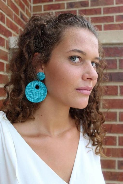Circular Seed Bead Post Earrings - Image 3