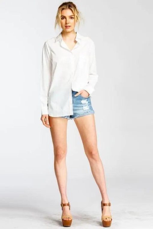 Classic Button Down Boyfriend Woven Shirt | Button Down Blouse - Image 4