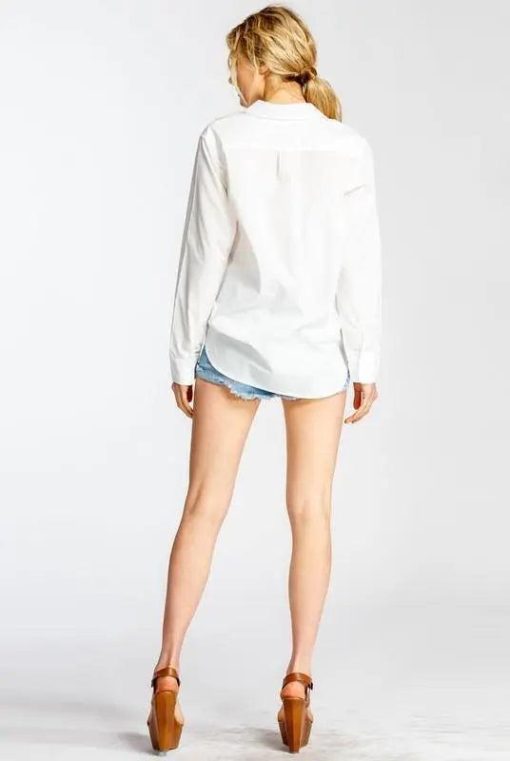 Classic Button Down Boyfriend Woven Shirt | Button Down Blouse - Image 5