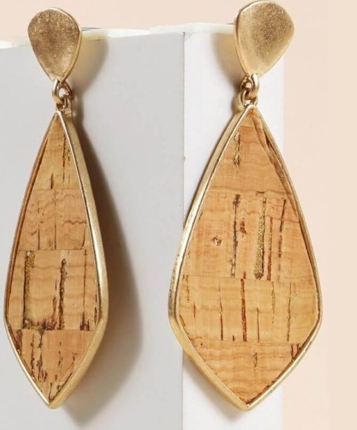 Cork Metal Stud Dangling Earrings - Image 3