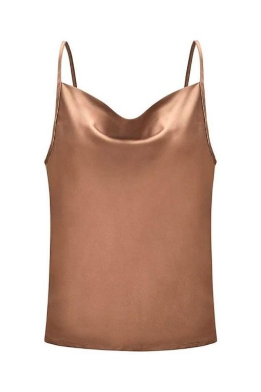 Silky Solid Cowl-Neck Blouse