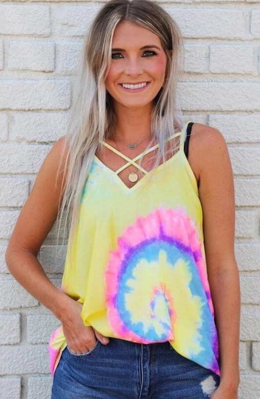 Criss Cross Tie Dye Tank | Women's Summer Shirts - Image 4