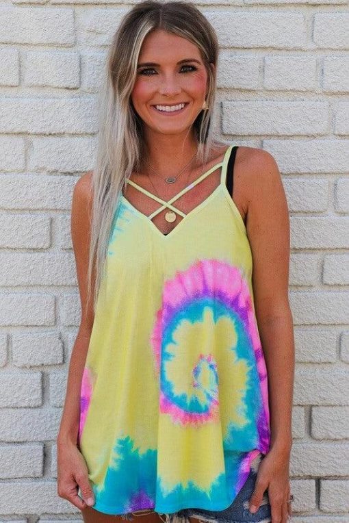 Criss Cross Tie Dye Tank | Women's Summer Shirts - Image 5