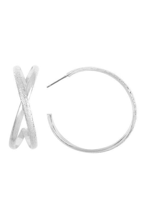 Crisscross Post Hoop Earrings Jewelry - Image 3