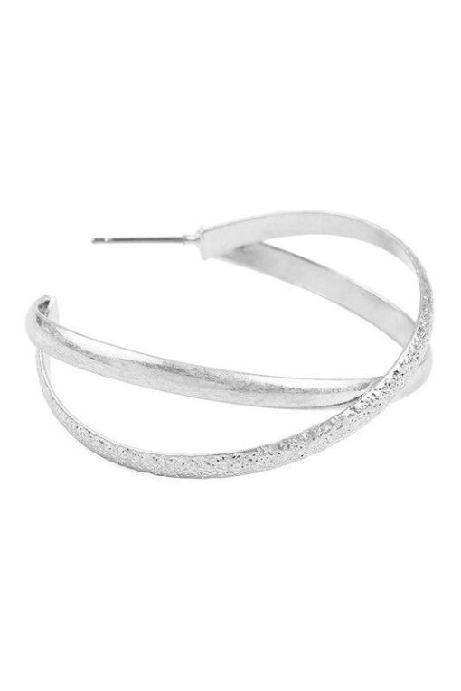 Crisscross Post Hoop Earrings Jewelry - Image 5