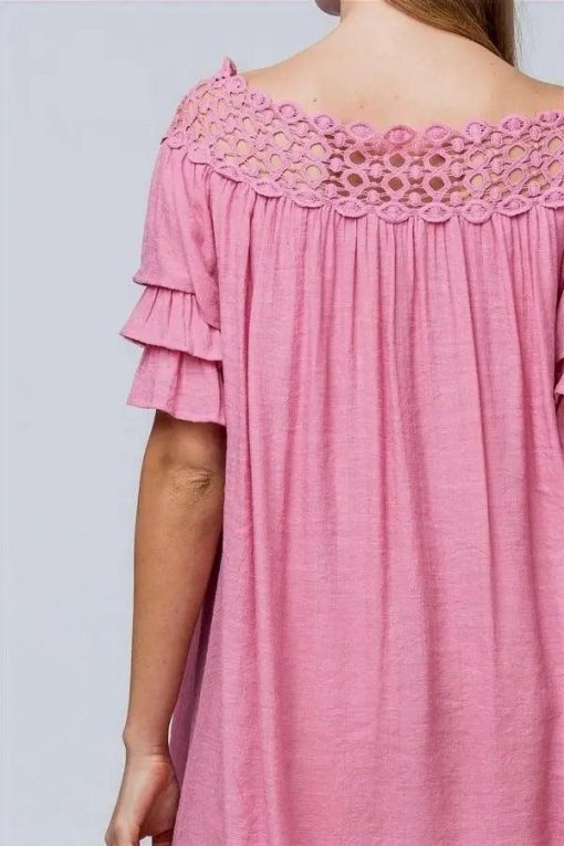Crochet Neckline Ruffle Detail Dress - Image 4