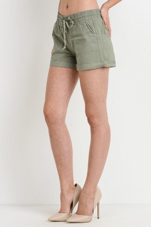 Cuffed Linen Shorts | Clearance Shorts - Image 4