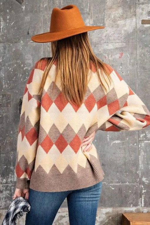 Women's Argyle Sweater | Jolie Vaughan Mature Women's Boutique - Image 3