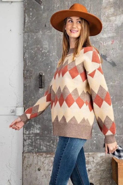 Women's Argyle Sweater | Jolie Vaughan Mature Women's Boutique - Image 4
