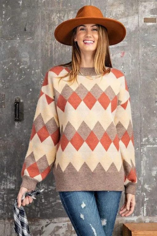 Women's Argyle Sweater | Jolie Vaughan Mature Women's Boutique - Image 5