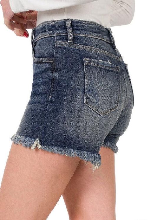 Dark Wash Denim Shorts - 4" Inseam - Womens Denim Shorts - Image 3