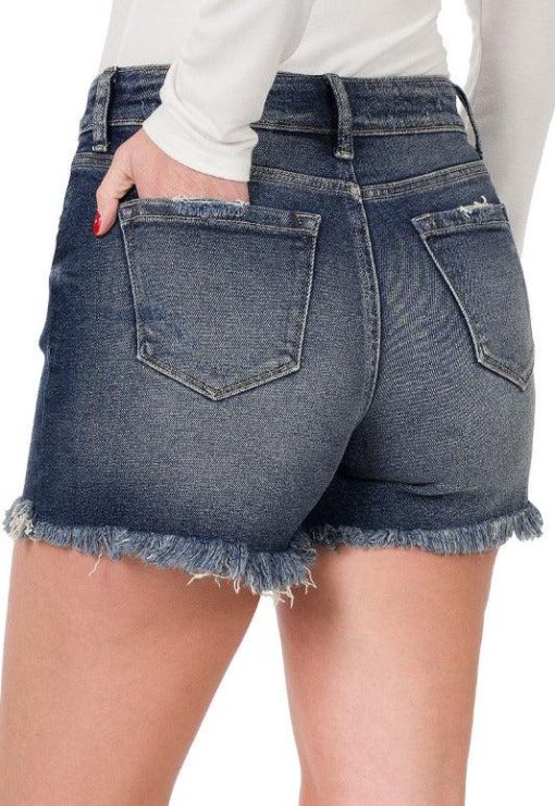 Dark Wash Denim Shorts - 4" Inseam - Womens Denim Shorts - Image 6