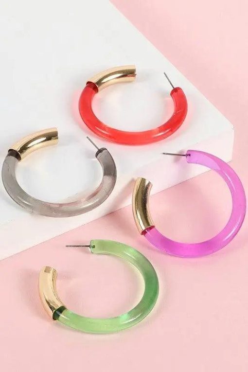 Disco Days Lucite Hoop Earrings Jewelry