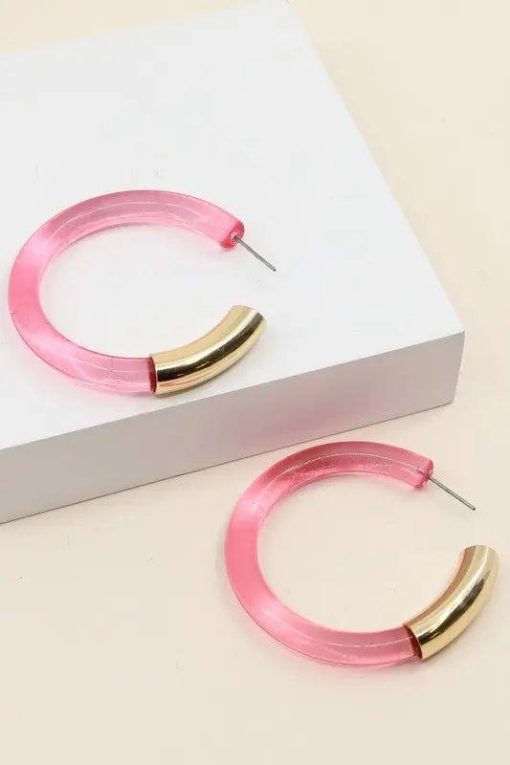 Disco Days Lucite Hoop Earrings Jewelry - Image 3