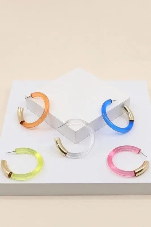 Disco Days Lucite Hoop Earrings Jewelry - Image 5