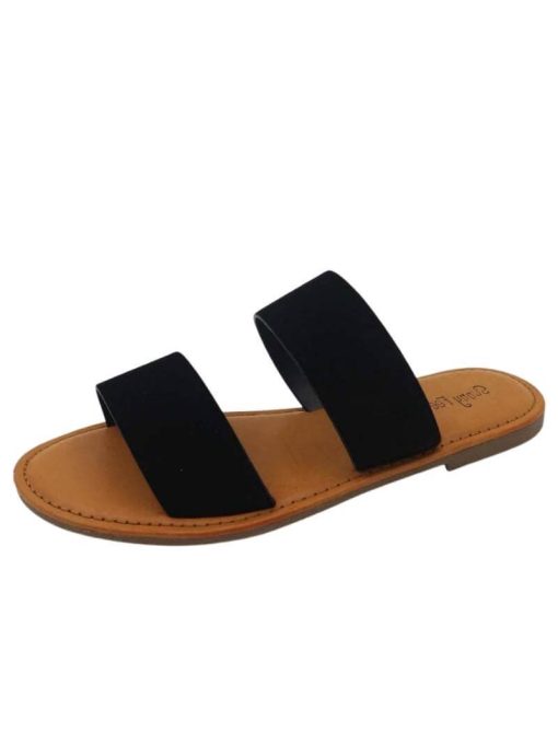 Double Banded PU Sandals | Women's Sandals | Black Sandals - Image 3