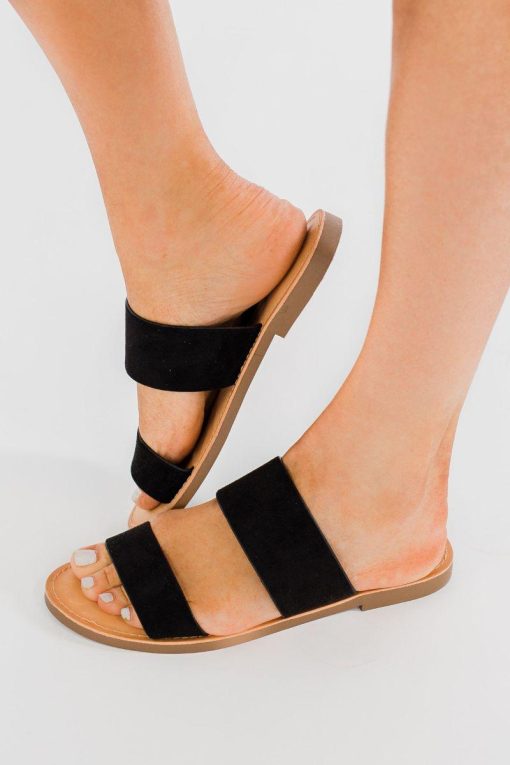 Double Banded PU Sandals | Women's Sandals | Black Sandals - Image 4